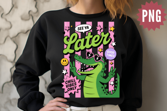 Download Cute Alligator Chill Vibes PNG Design - Chill Collection