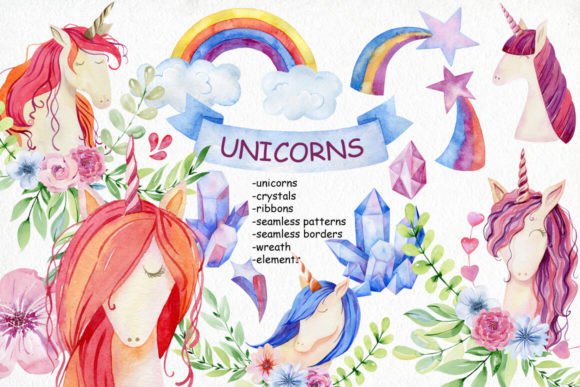 Download Watercolor Unicorns. Kit. - Unicorns Collection