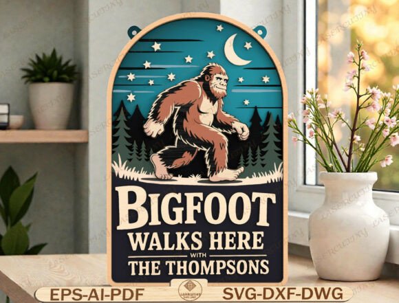 Download Bigfoot Family Sign Laser Cut File - Premium Resources