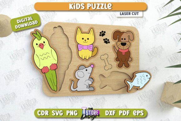 Download Kids Wooden Puzzle Laser Cut |Montessori - Wooden puzzle Collection