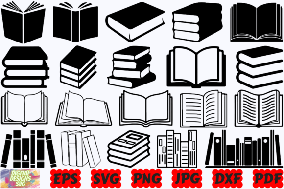 Download Books SVG | Books Silhouette | Cut Files - Cut files Collection