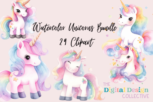 Download Watercolor Unicorns Clipart Bundle - Unicorns Collection