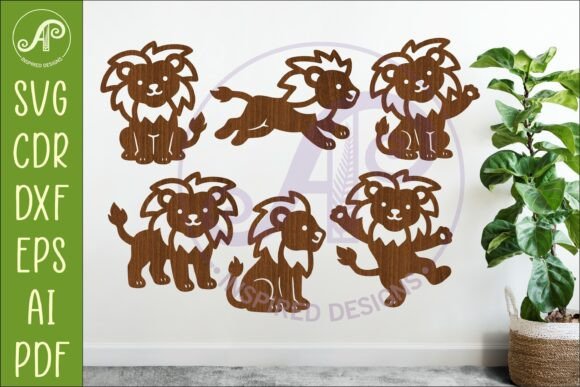 Download Cute Lions SVG Laser Cut Files Animals - Cut files Collection