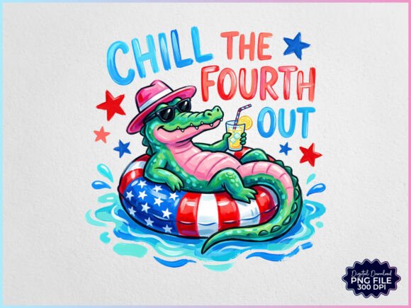 Download Chill the Fourth out Patriotic Gator PNG - Premium Resources