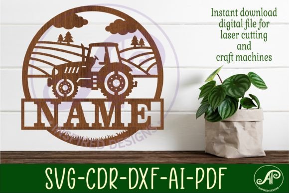 Download Tractor Name Sign Svg Laser Cut Template - Tractor name sign Collection