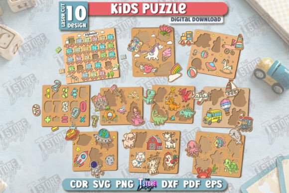 Download Kids Wooden Puzzle Laser Cut Bundle |CNC - Wooden puzzle Collection