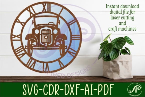 Download Vintage Car Wall Clock Laser Cut Files - Cut files Collection